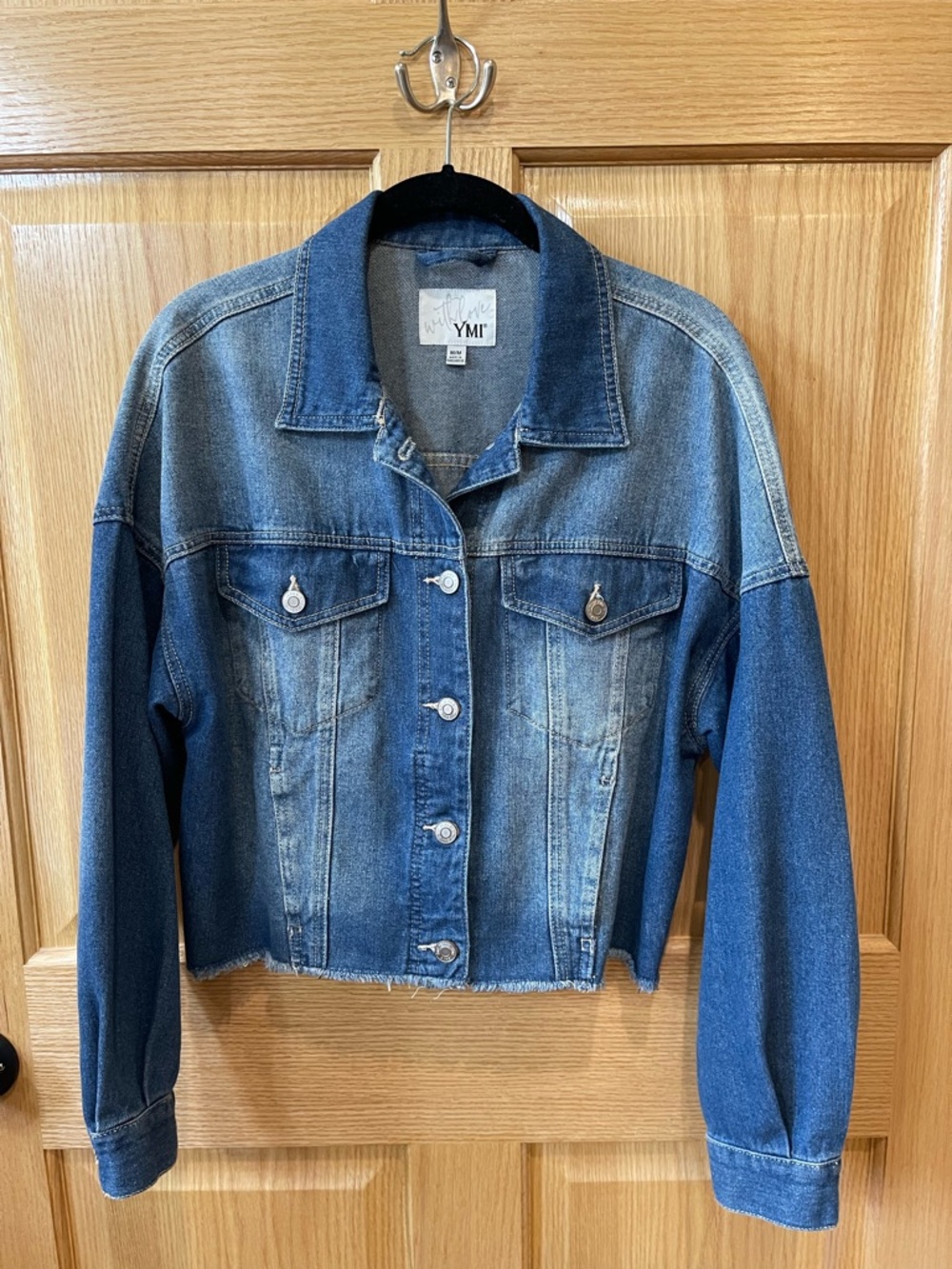 YMI Fade Out Blue Cropped Denim Jacket